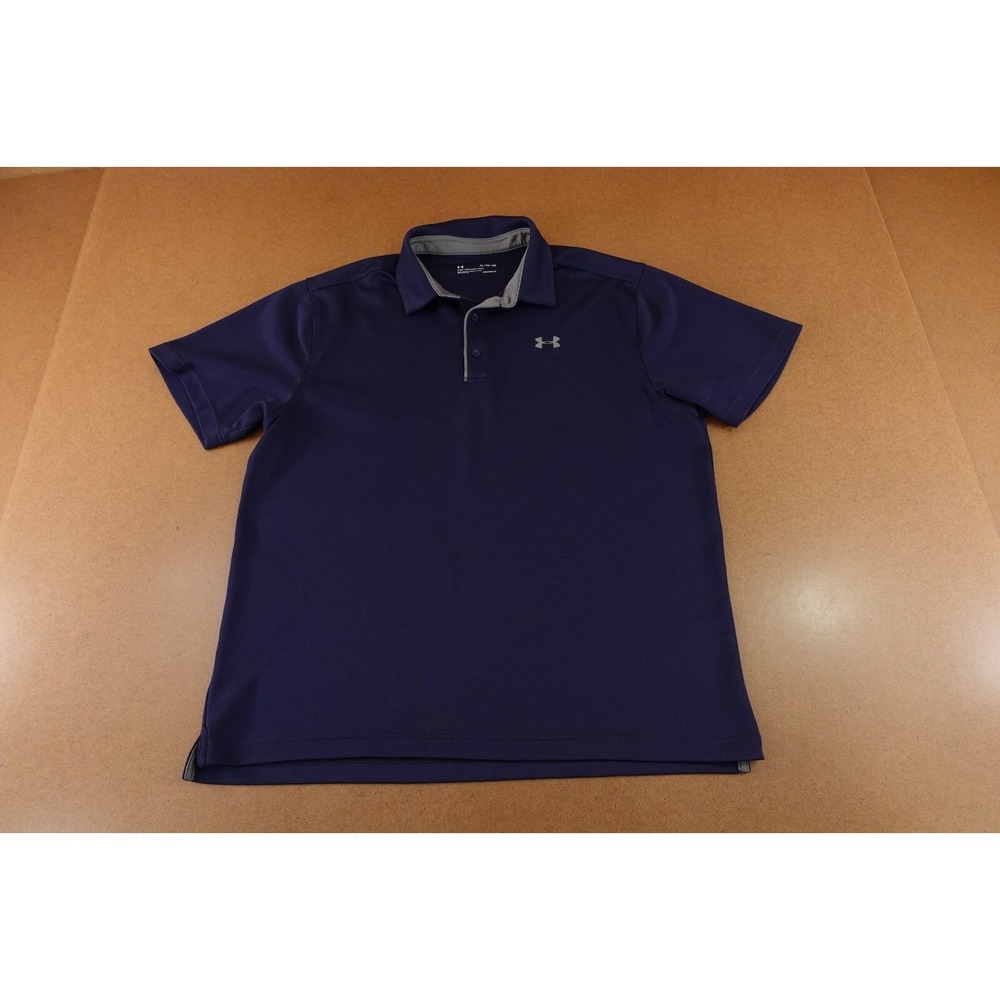 Under Armour Heat Gear Mens Size XL Loose Navy Blue Short Sleeve Polo Shirt